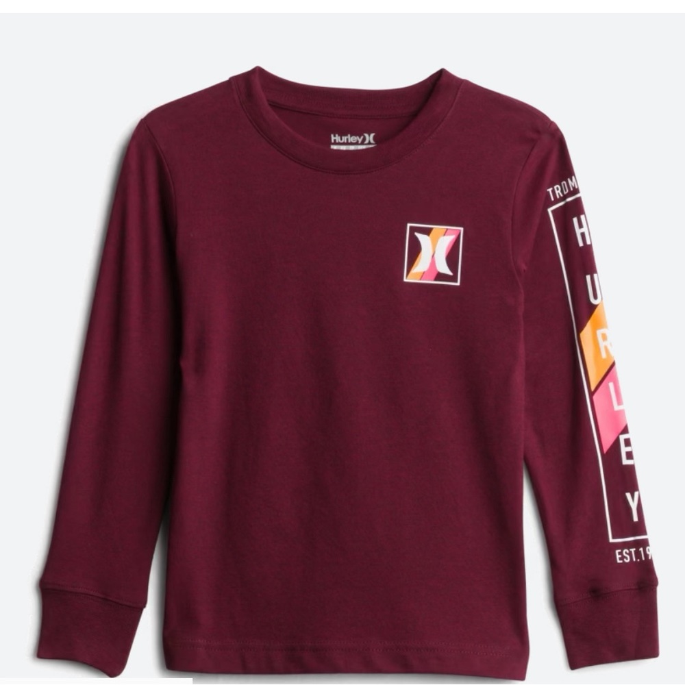 Hurley boys large (12-13 yrs) burgundy long sleeve shirt